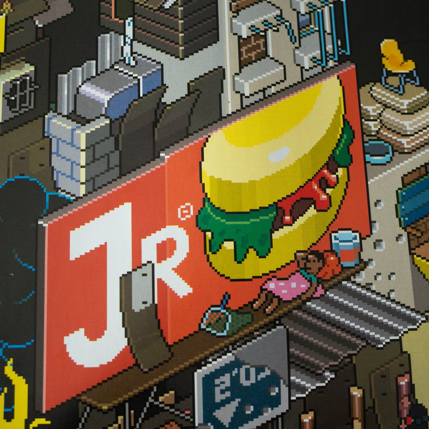 detail of Amnesty International pixel art poster by eBoy