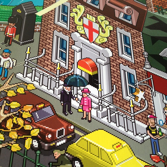 detail of London pixel art poster by eBoy