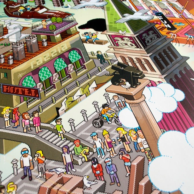 detail of Venice pixel art poster by eBoy