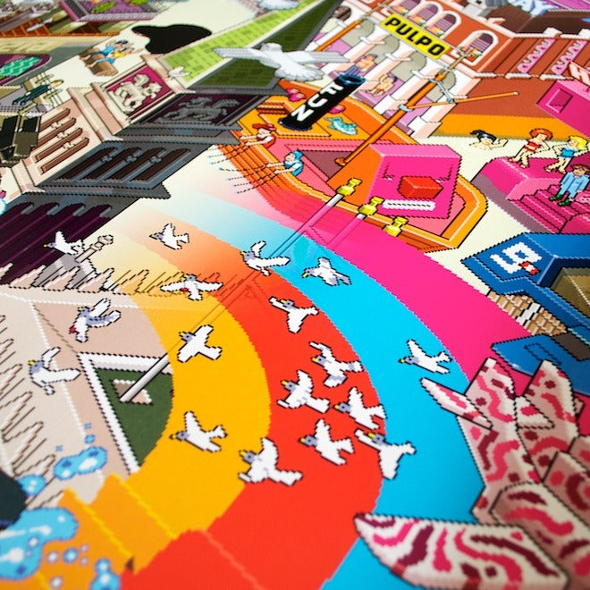 detail of Venice pixel art poster by eBoy