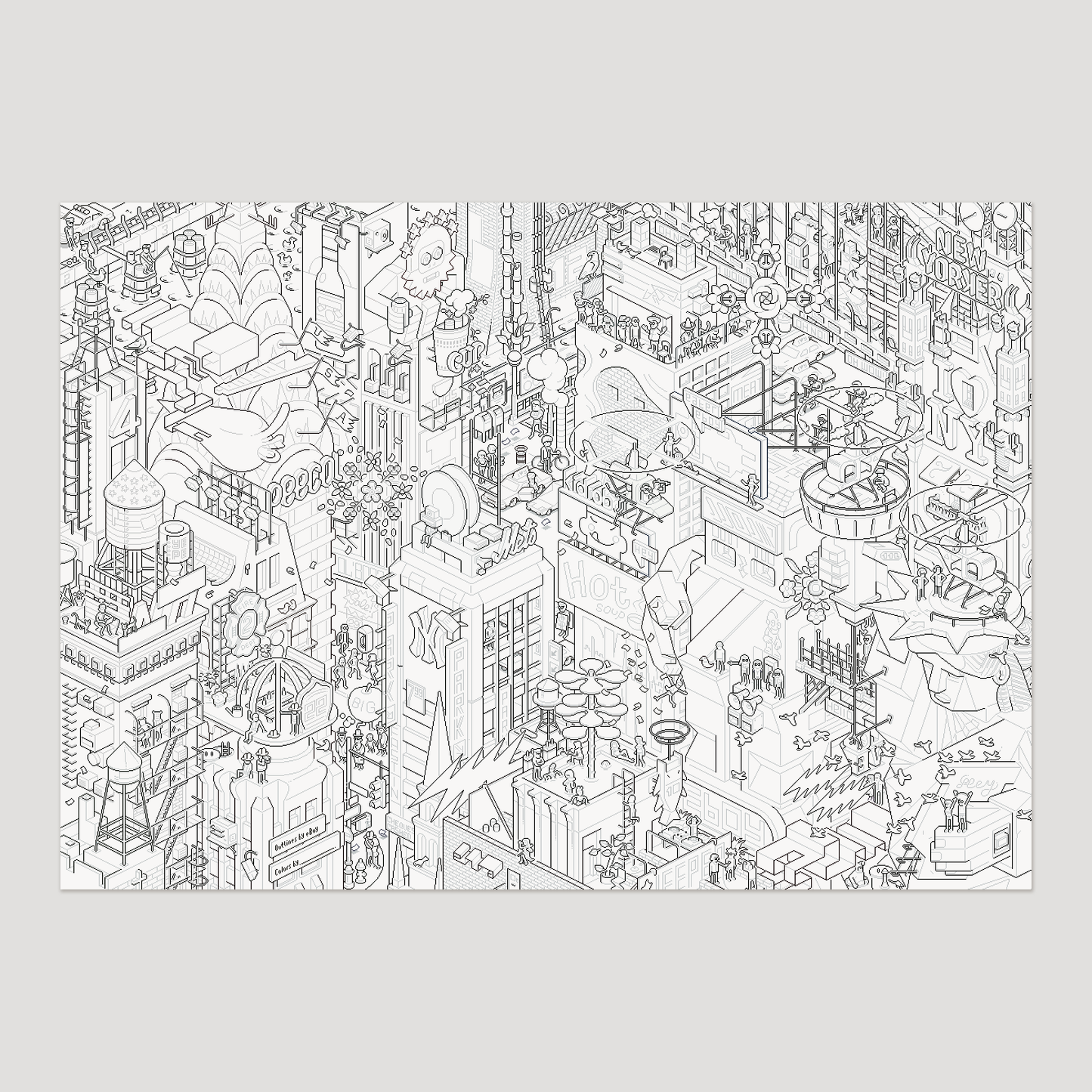 New York City Colouring Poster