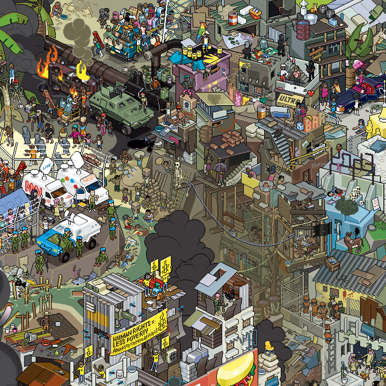 Amnesty International pixel art poster by eBoy