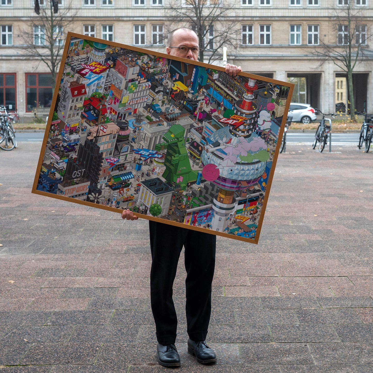Berlin pixel art poster with frame by eBoy
