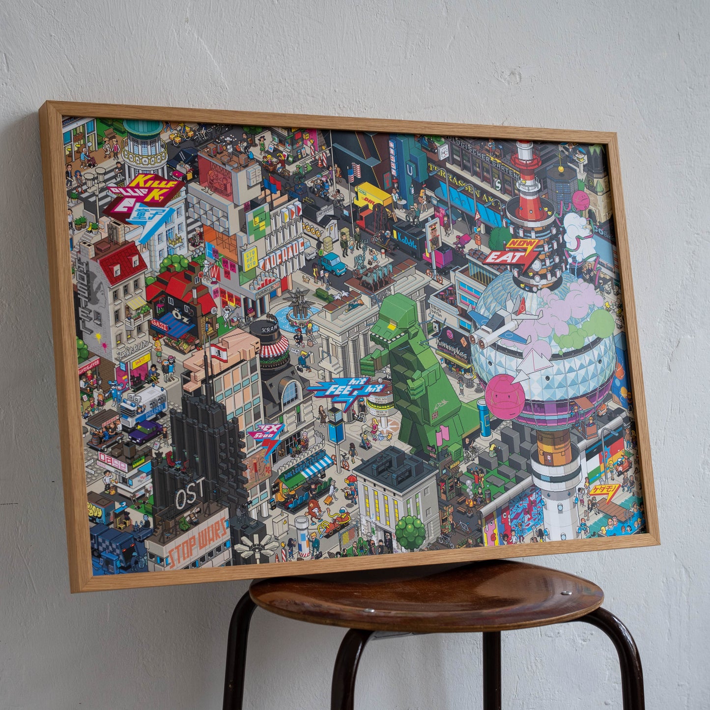 Berlin pixel art poster with frame by eBoy