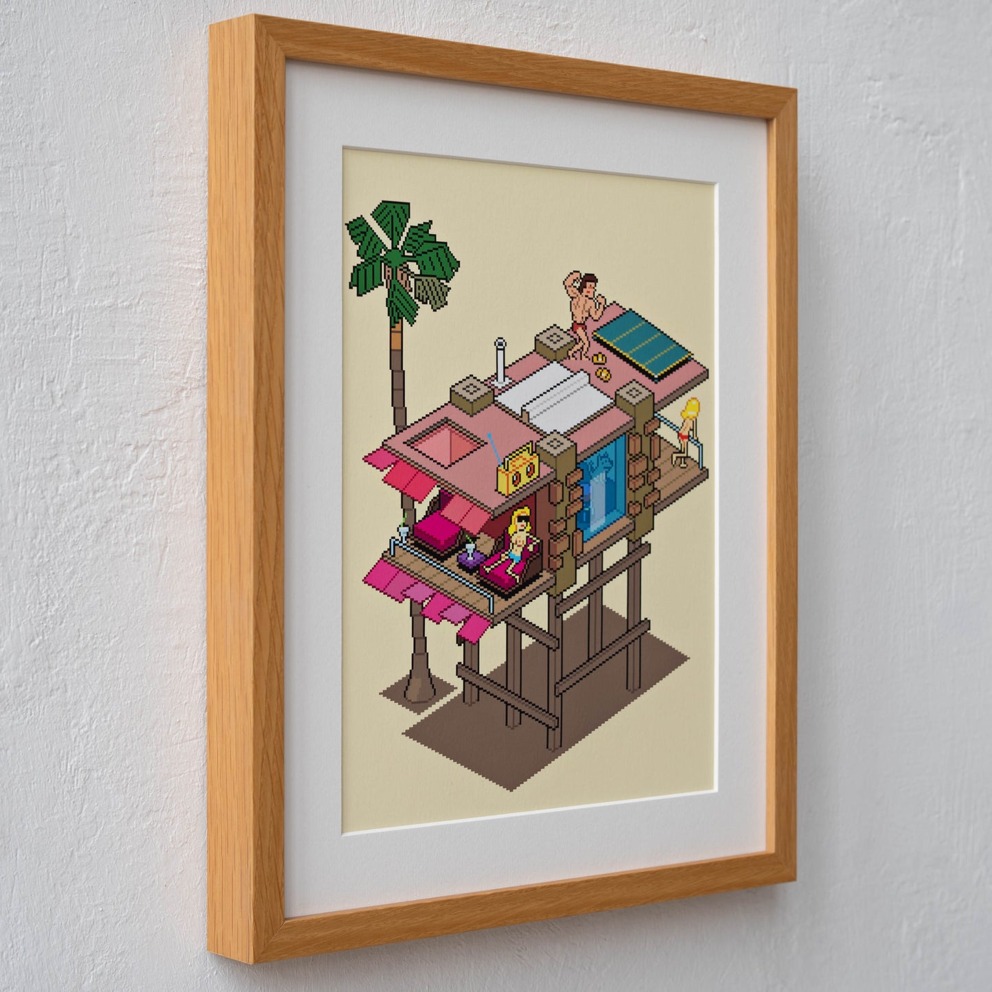 Malibu Beach House Art Print Framed
