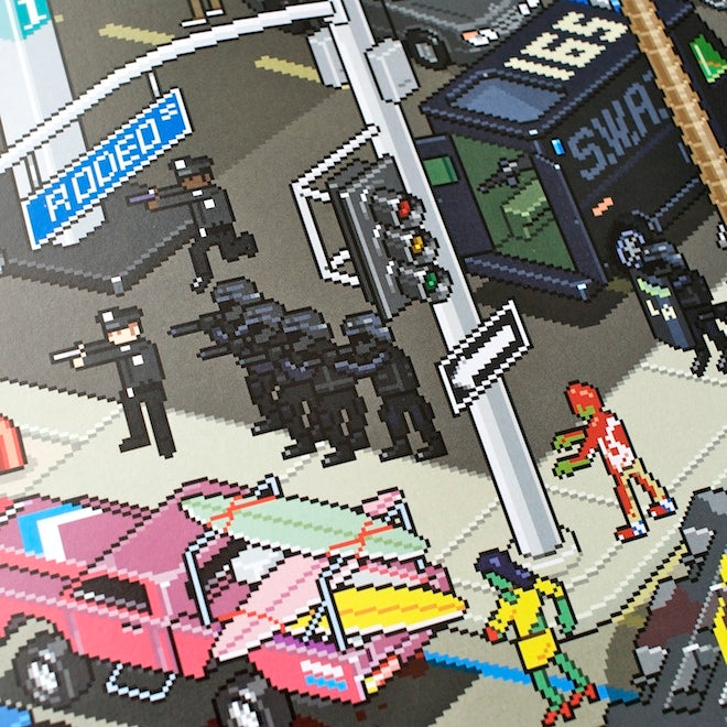 detail of Los Angeles pixel art poster by eBoy