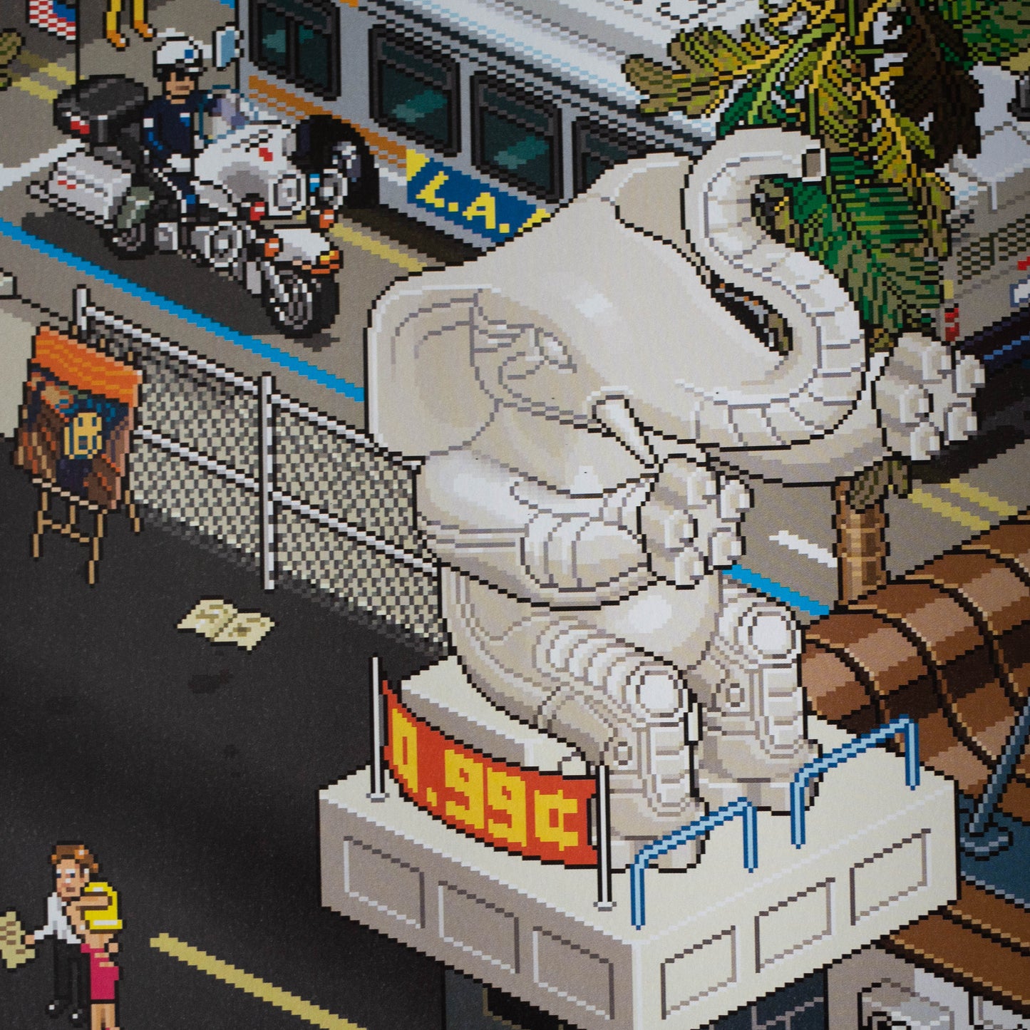 detail of Los Angeles pixel art poster by eBoy