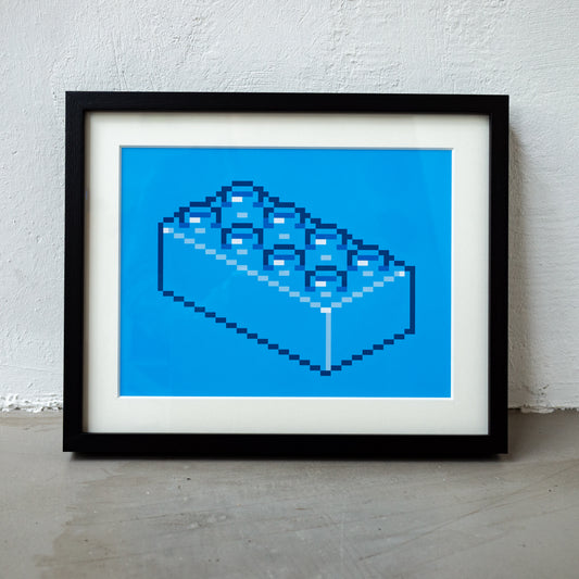 Brick Blue Art Print Framed