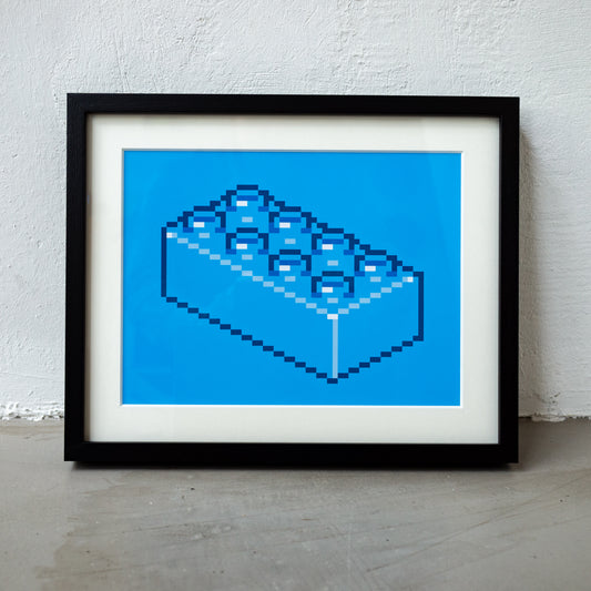 Brick Blue Art Print Framed
