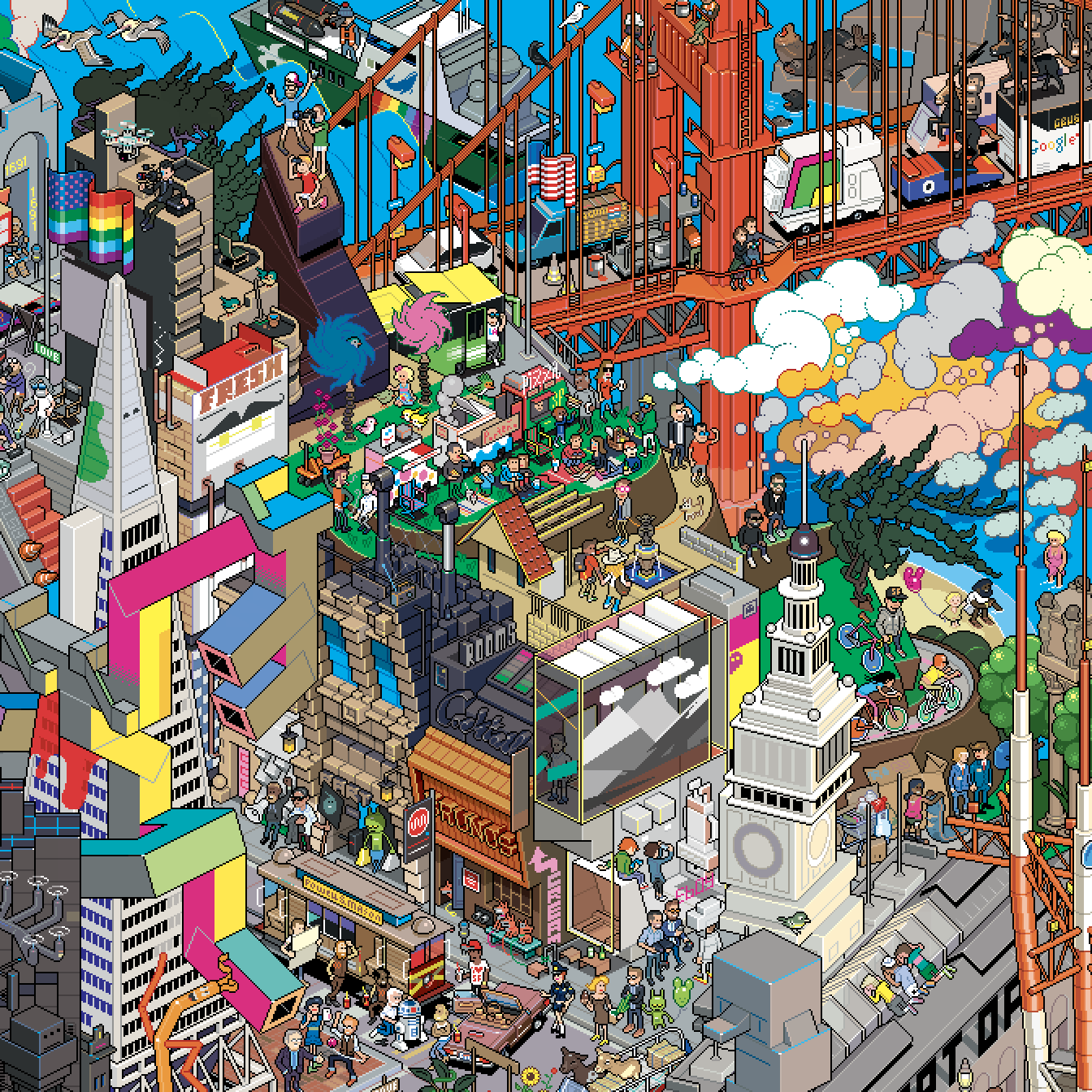 San Francisco pixel art poster by eBoy detail