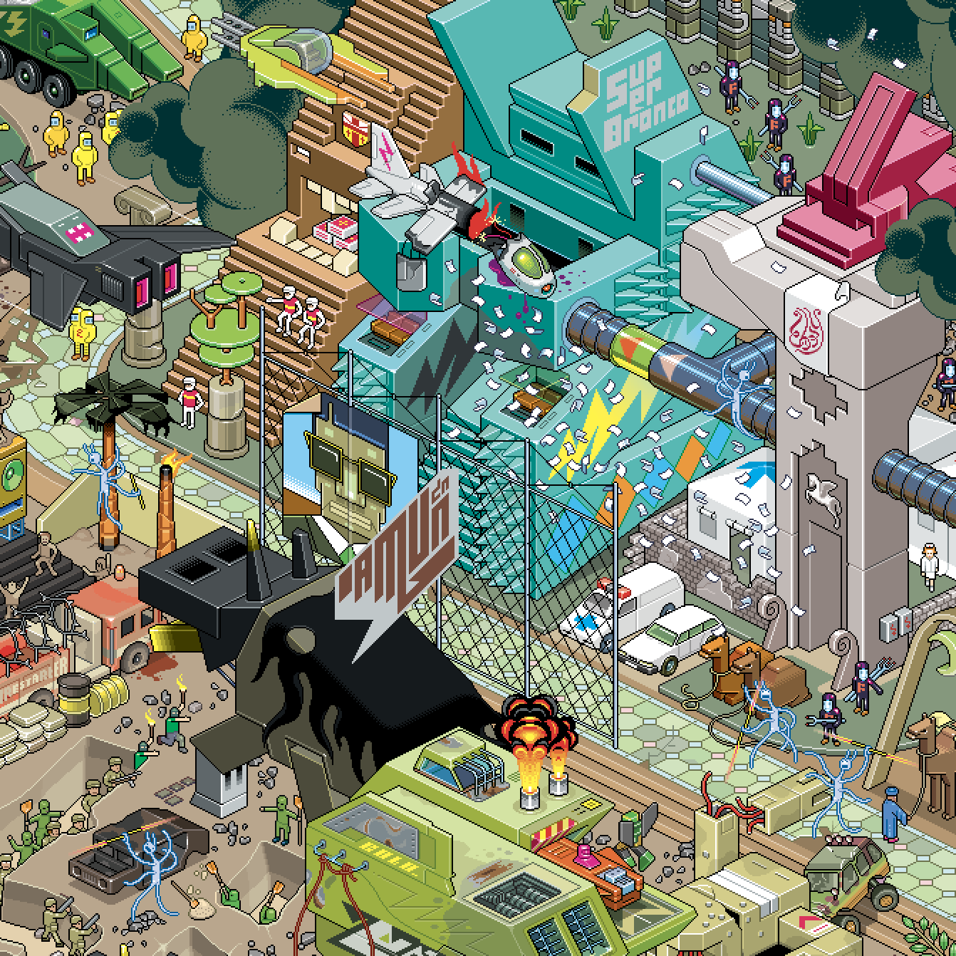 Superbroncobattle pixel art poster by eBoy