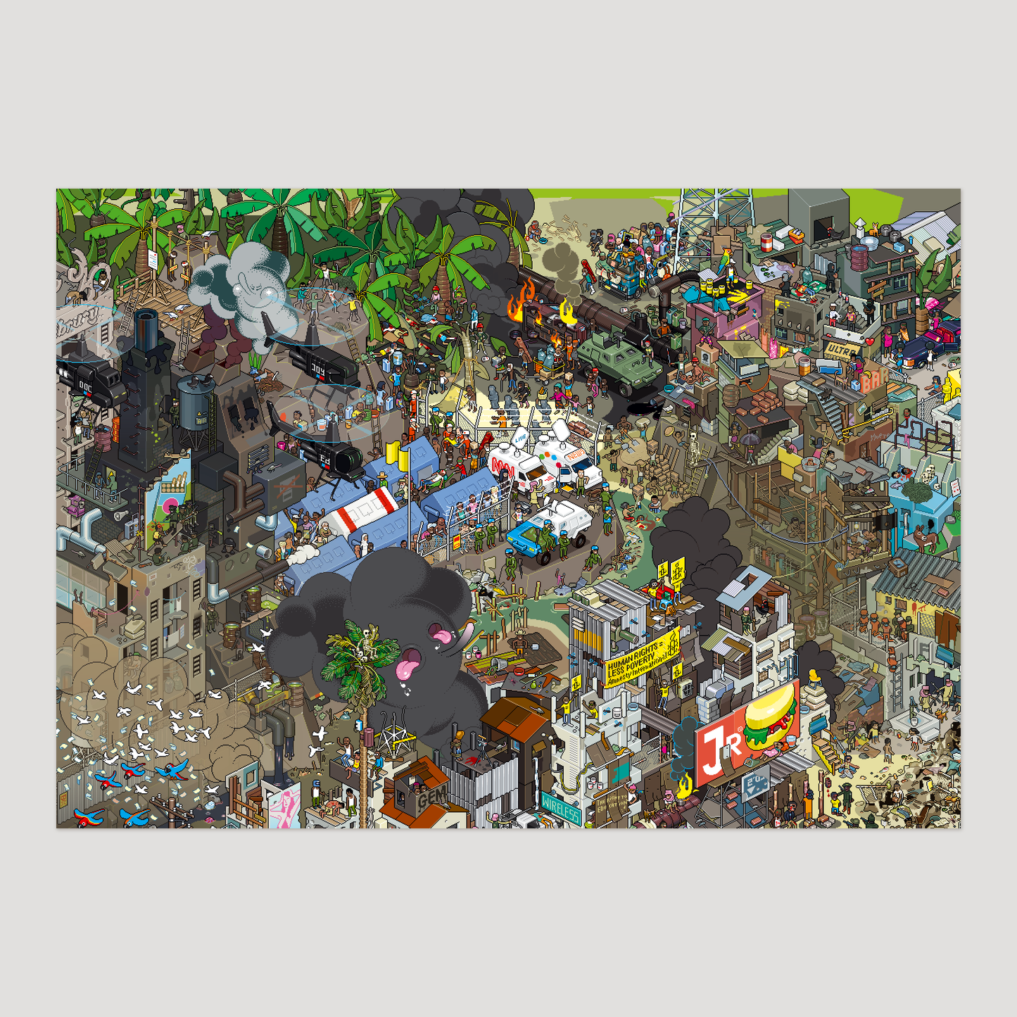 Amnesty International pixel art poster by eBoy