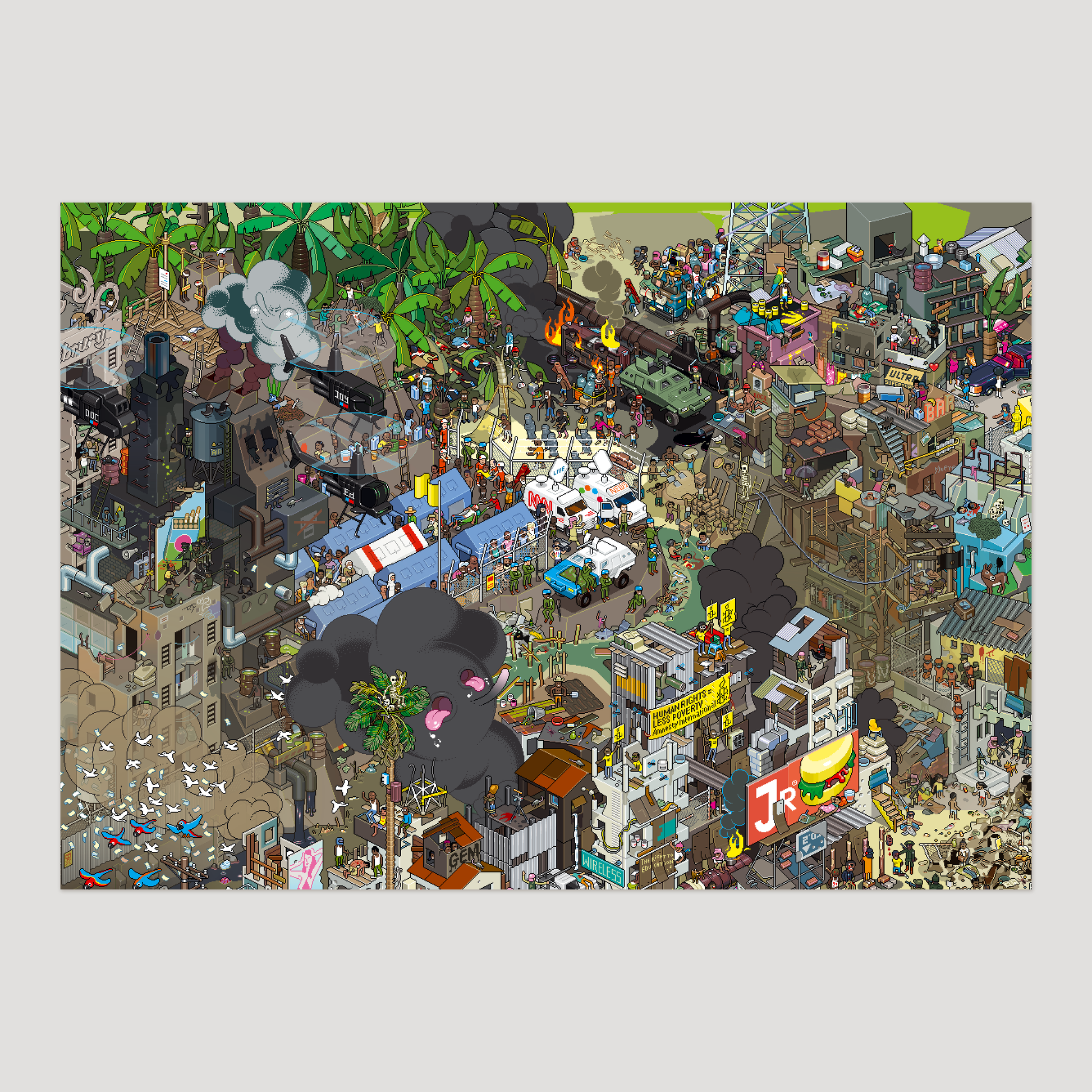 Amnesty International pixel art poster by eBoy