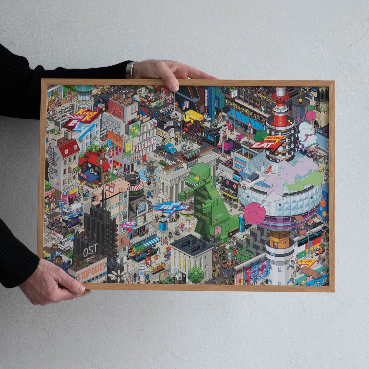 Berlin pixel art poster with frame by eBoy