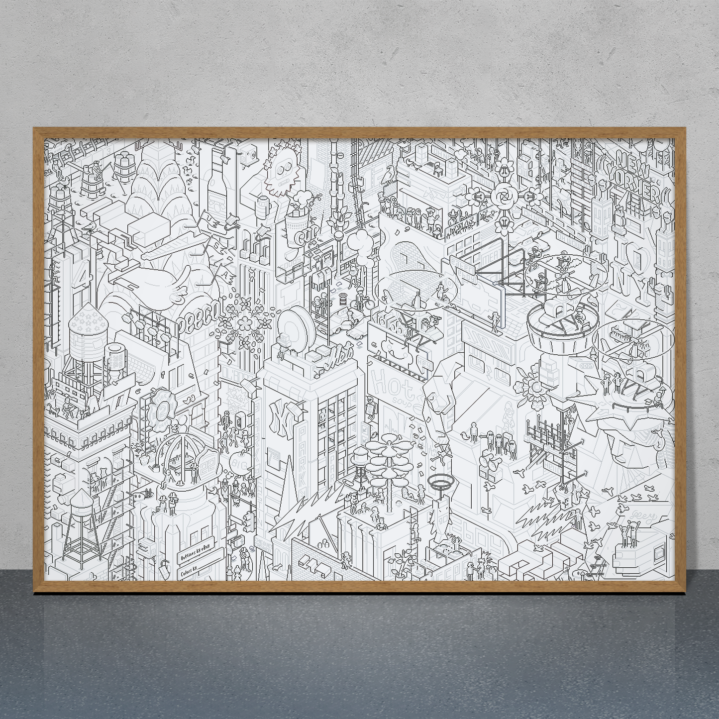 New York coloring pixel art poster by eBoy