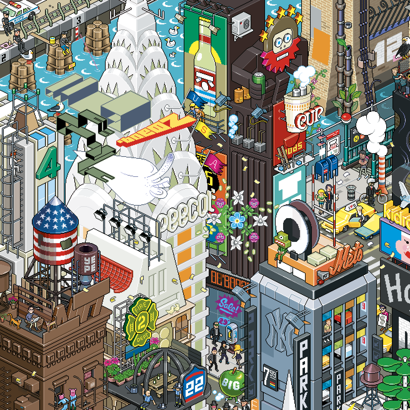 New York Pixel-art Poster by eBoy detail