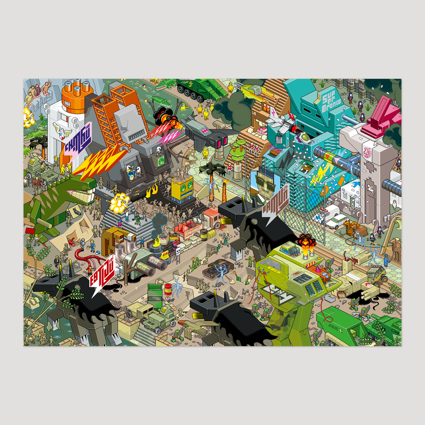 Superbroncobattle pixel art poster by eBoy