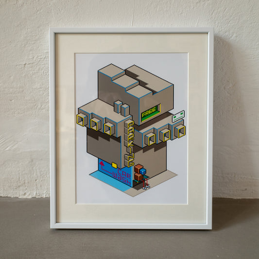 The Humans Building Art Print Framed